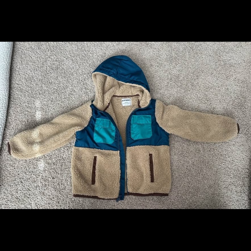 Old Navy Tan and Blue Fleece Jacket